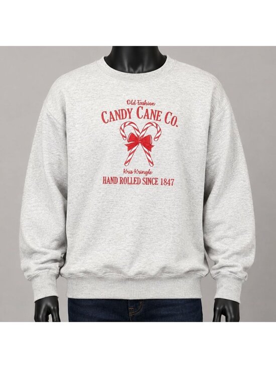 State Of Zin Tops - Candy Cane Co. Mens XXL Sweatshirt Funny Holiday Graphic Cozy Gray Pullover